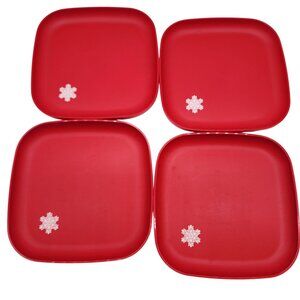 Vintage Tupperware Luncheon Plates Holiday Snowflakes set of 4